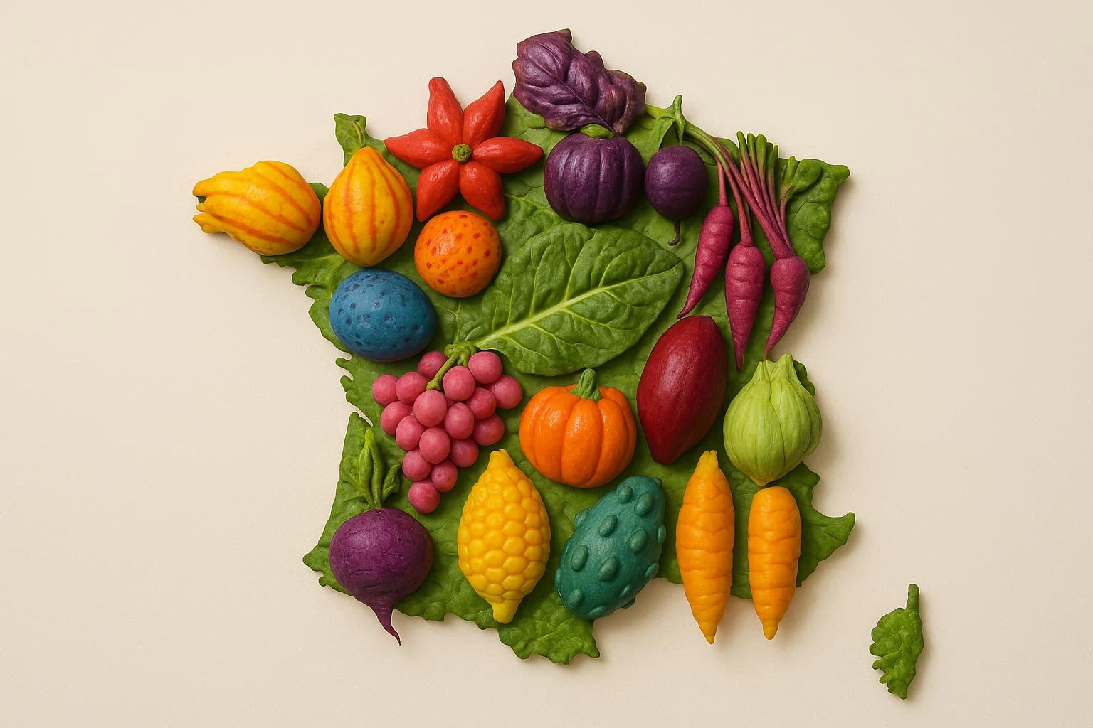 Carte de France constituée de légumes